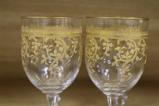 A pair of Bohemian gilt etched glass vases and assorted glassware